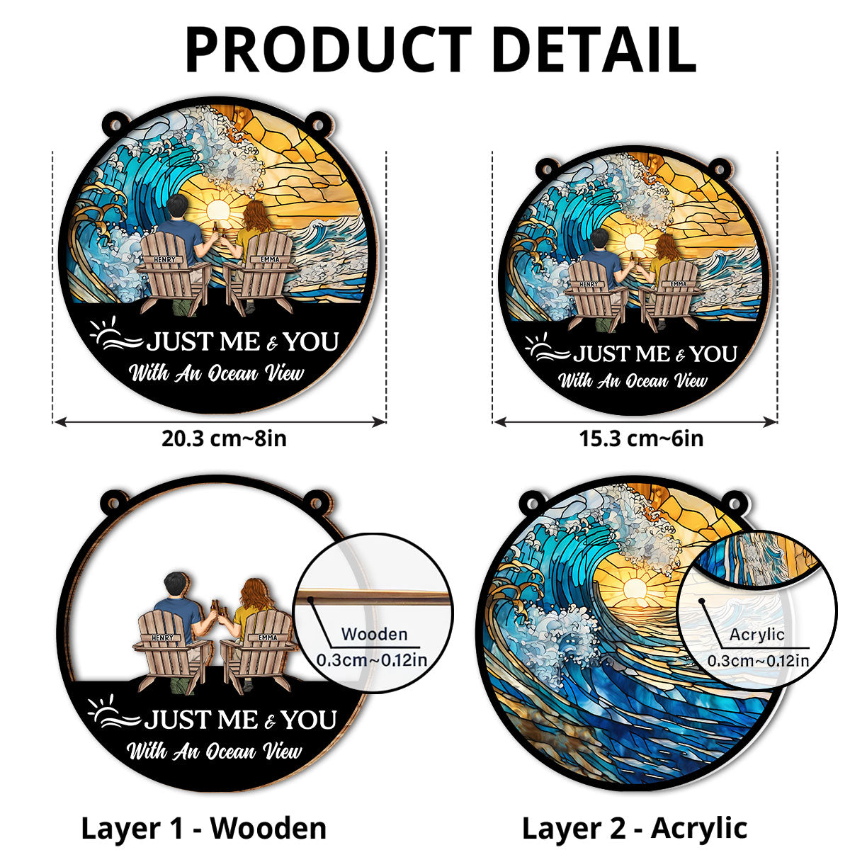 Just Me & You With An Ocean View - Personalized Custom Suncatcher