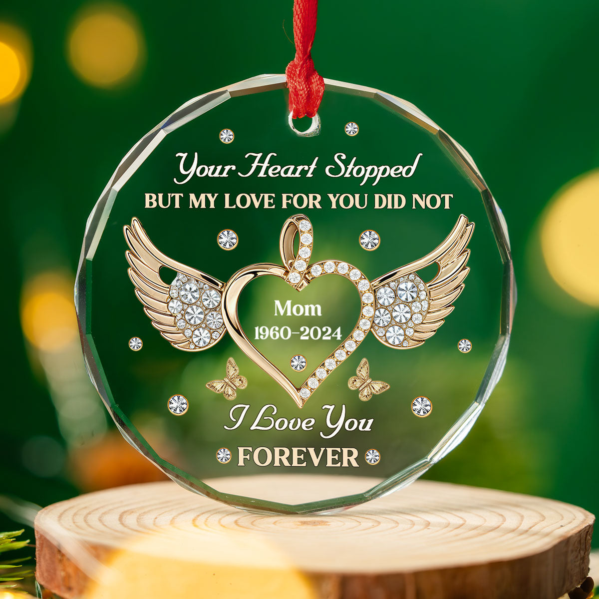 My Love For You Never Stops - Personalized Custom Glass Ornament