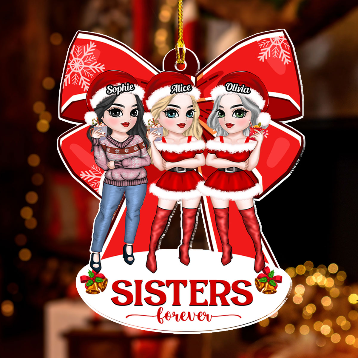 Besties With Bowtie - Personalized Custom Acrylic Ornament