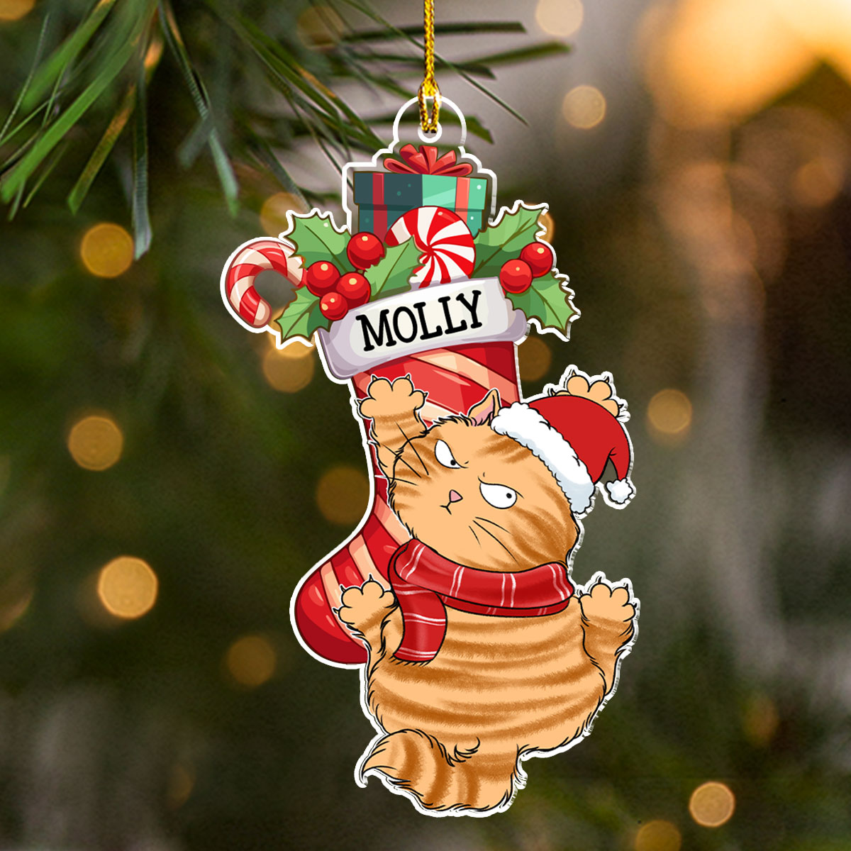 Cat Scratching - Personalized Custom Acrylic Ornament