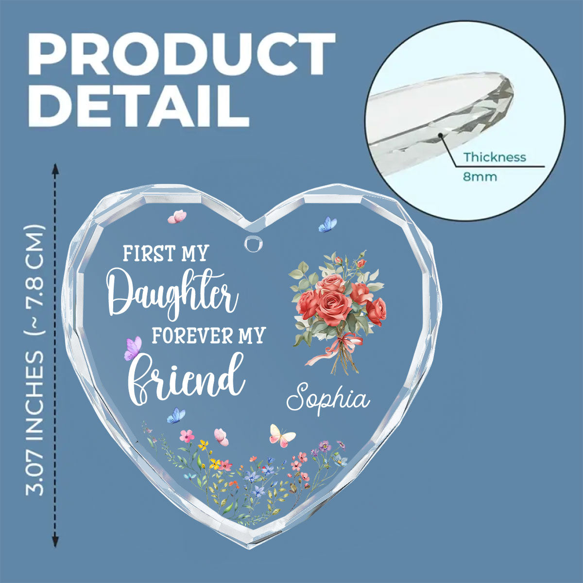 First My Daughter Forever My Friend - Personalized Custom Glass Ornament