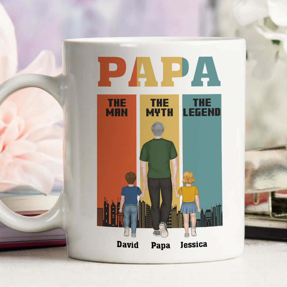 Papa The Man The Legend - Personalized Custom Coffee Mug