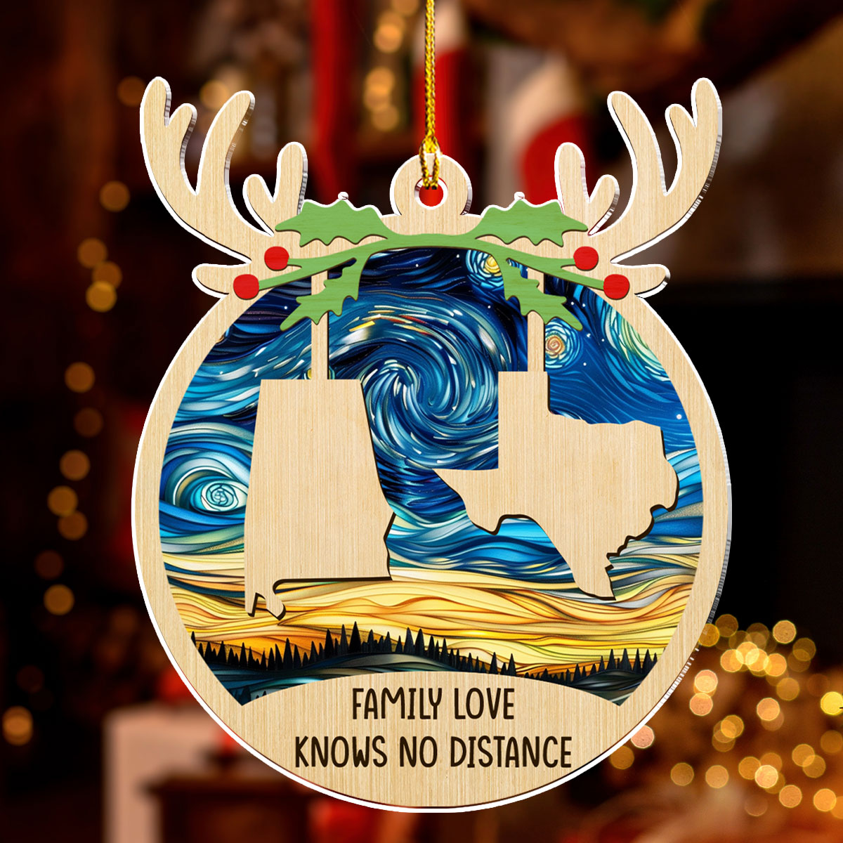 Love Between Family Knows No Distance - Personalized Custom Acrylic Ornament