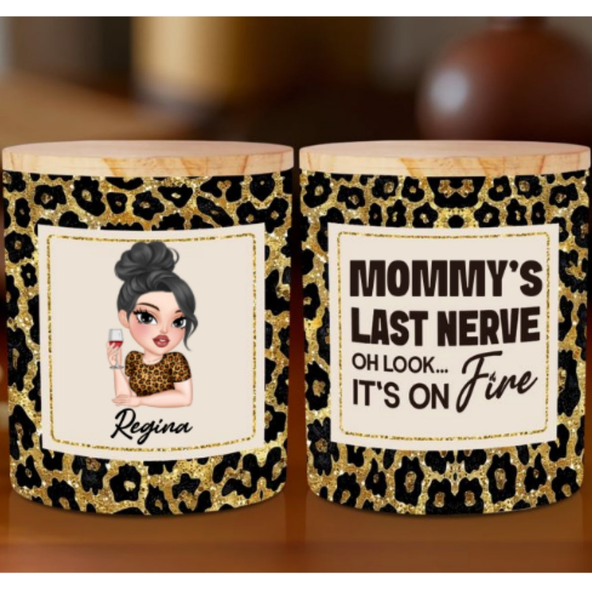 Mom Last Nerve - Personalized Custom Glass Jar With LED Candle