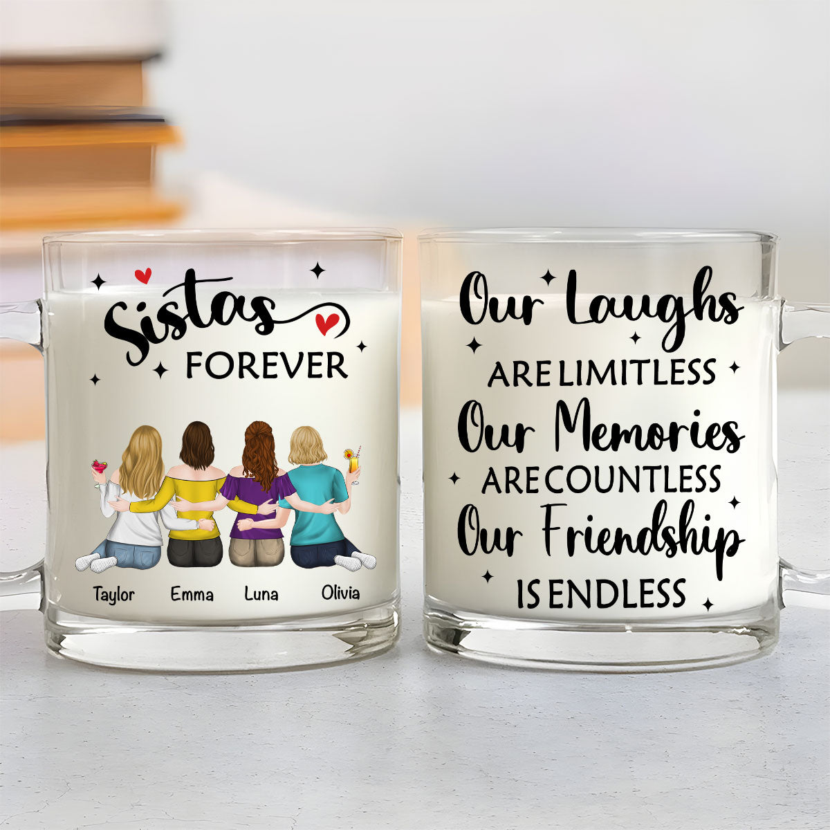 Our Friendship Is Endless - Personalized Custom Glass Mug