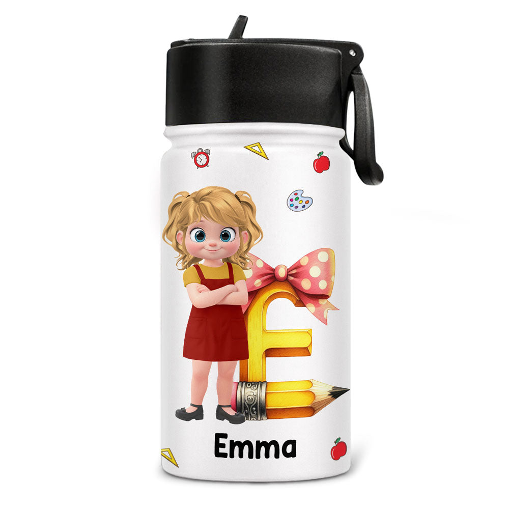 Alphabet Cartoonize - Personalized Custom 3D Inflated Effect Kids Water Bottle