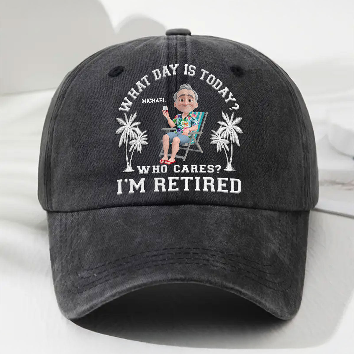 What Day Is Today - Personalized Custom Vintage Washed Denim Cap