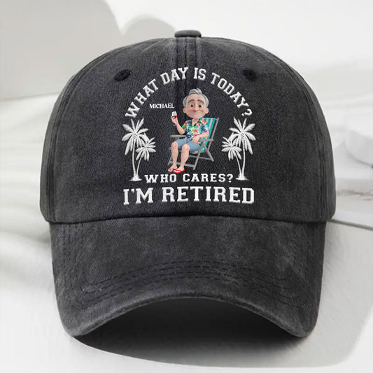 What Day Is Today - Personalized Custom Vintage Washed Denim Cap