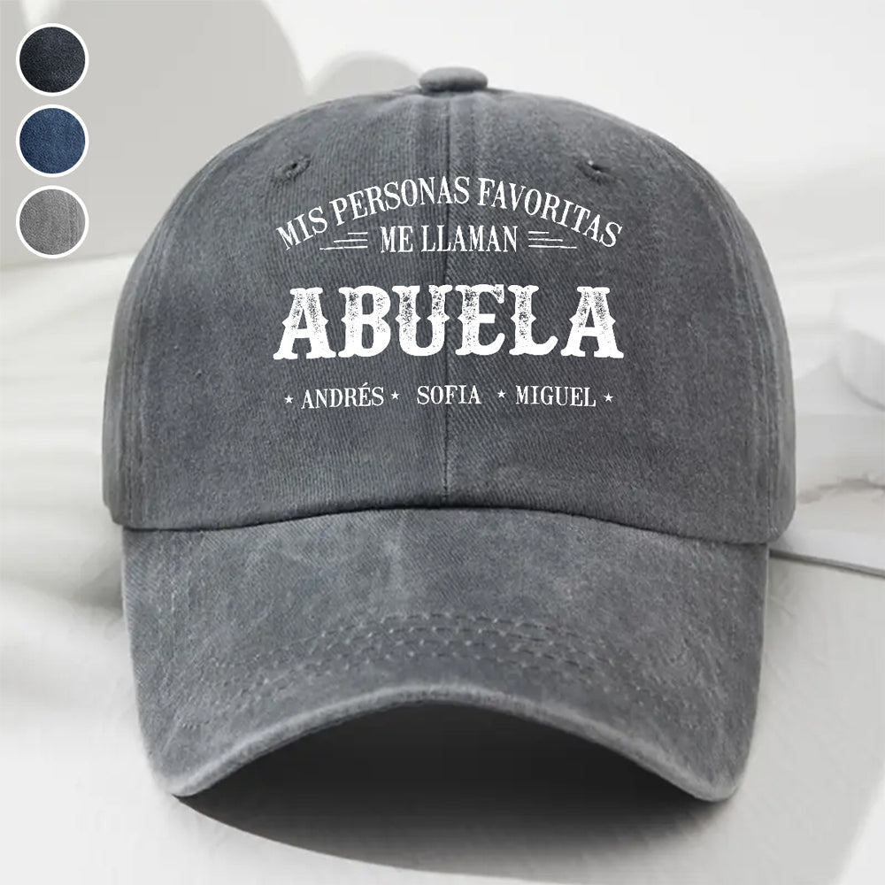 Mis Personas Favoritas Me Llaman Nana - Gorra de Mezclilla Vintage Lavada Personalizada