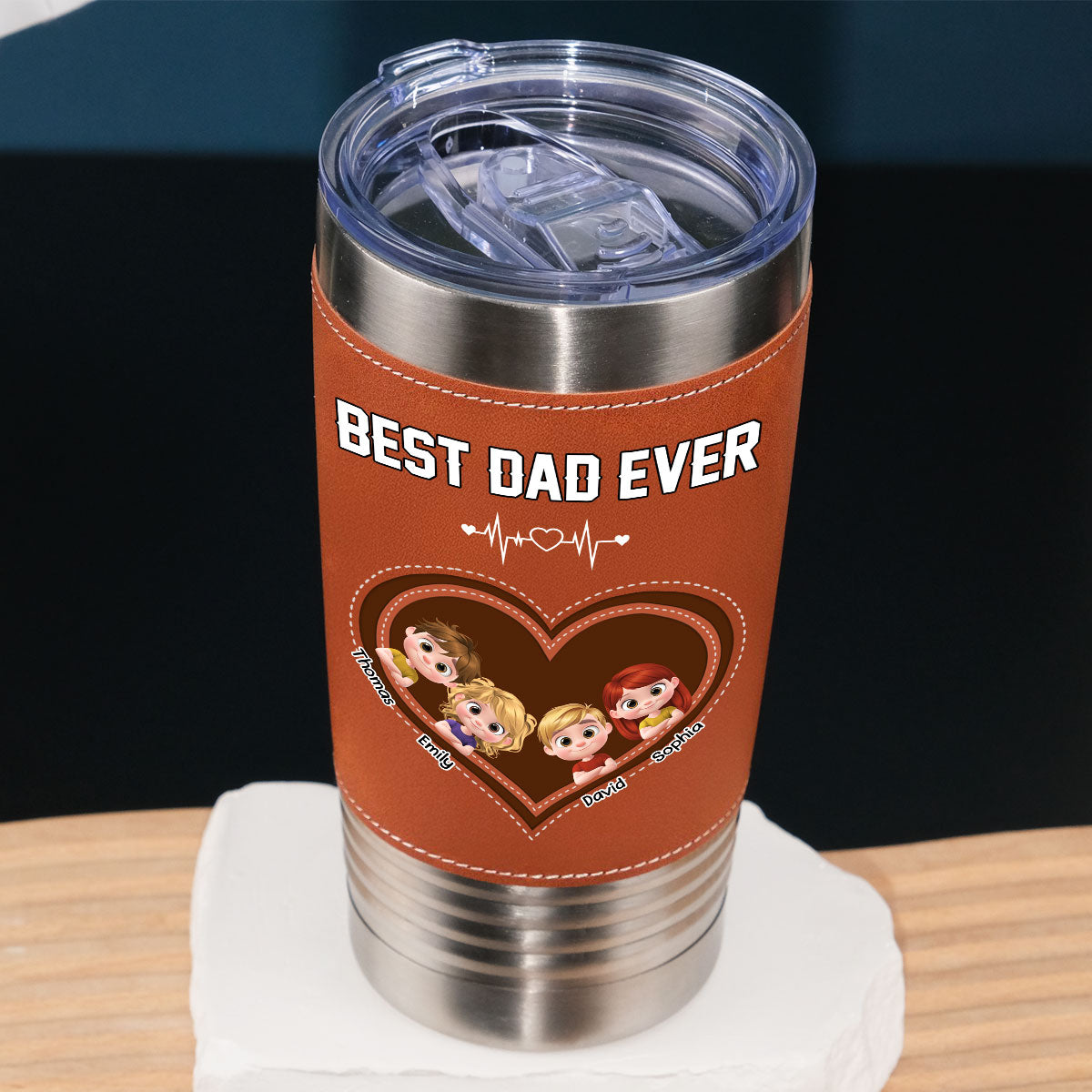 Best Dad - Personalized Custom Leather Tumbler