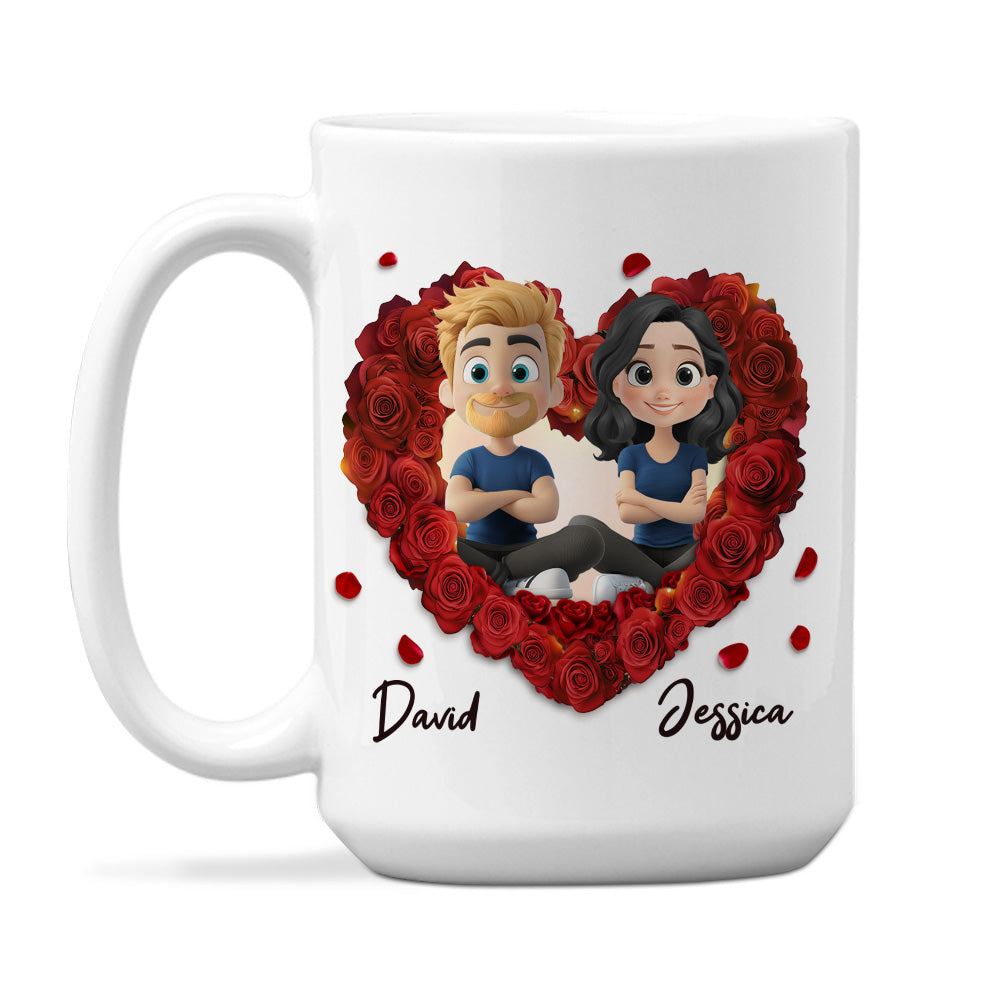 Romantic Red Rose Couple - Personalized Custom Coffee Mug