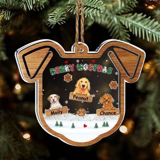 Merry Woofmas Ver 2 - Personalized Custom Acrylic Shaker Ornament
