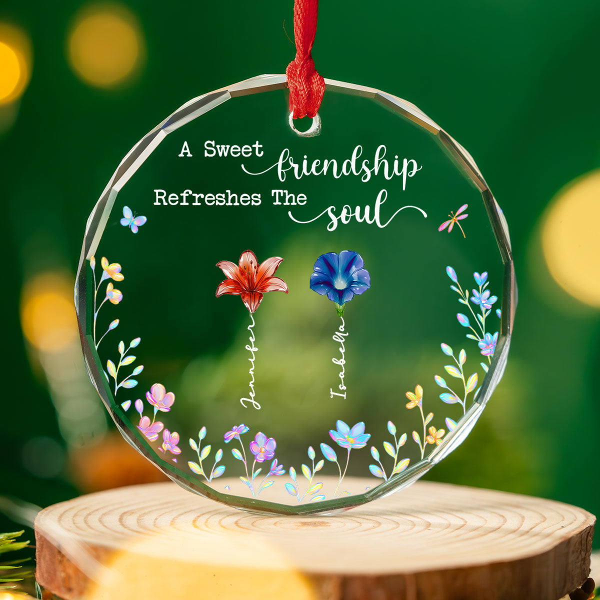 A Sweet Friendship - Personalized Custom Glass Ornament