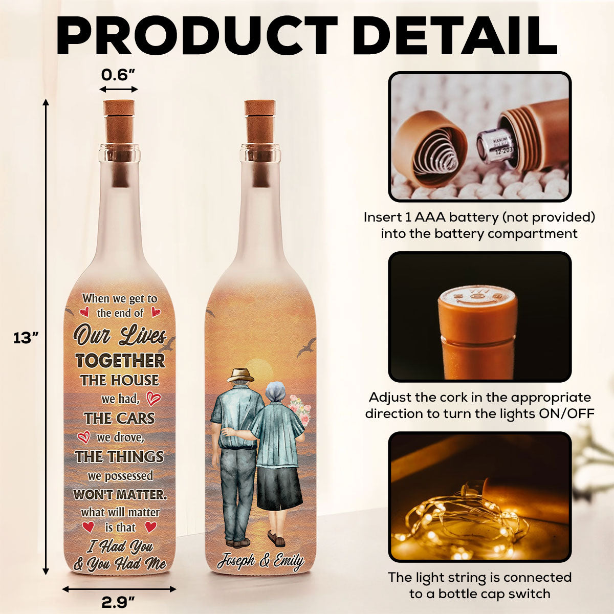 To The End Of Our Life - Personalized Custom Bottle Lamp