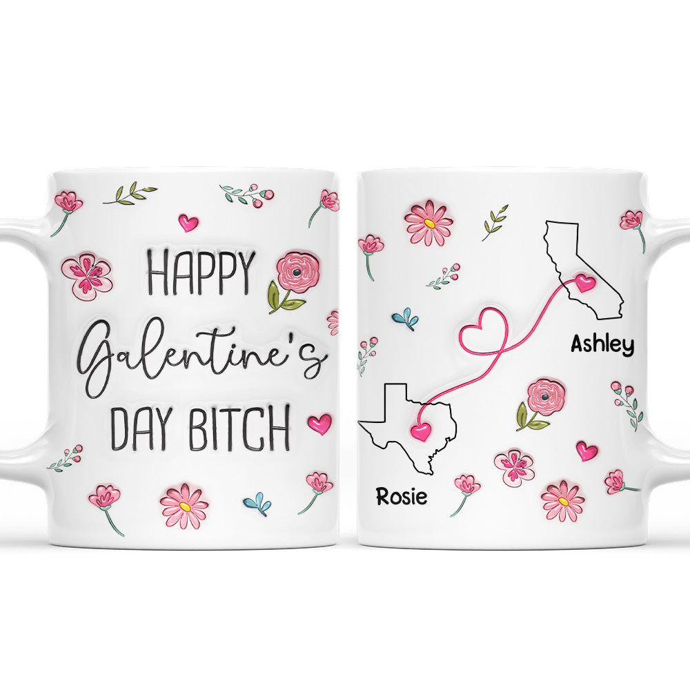 Galentine Club Knows No Distance - Personalized Custom 3D Inflated Effect Mug