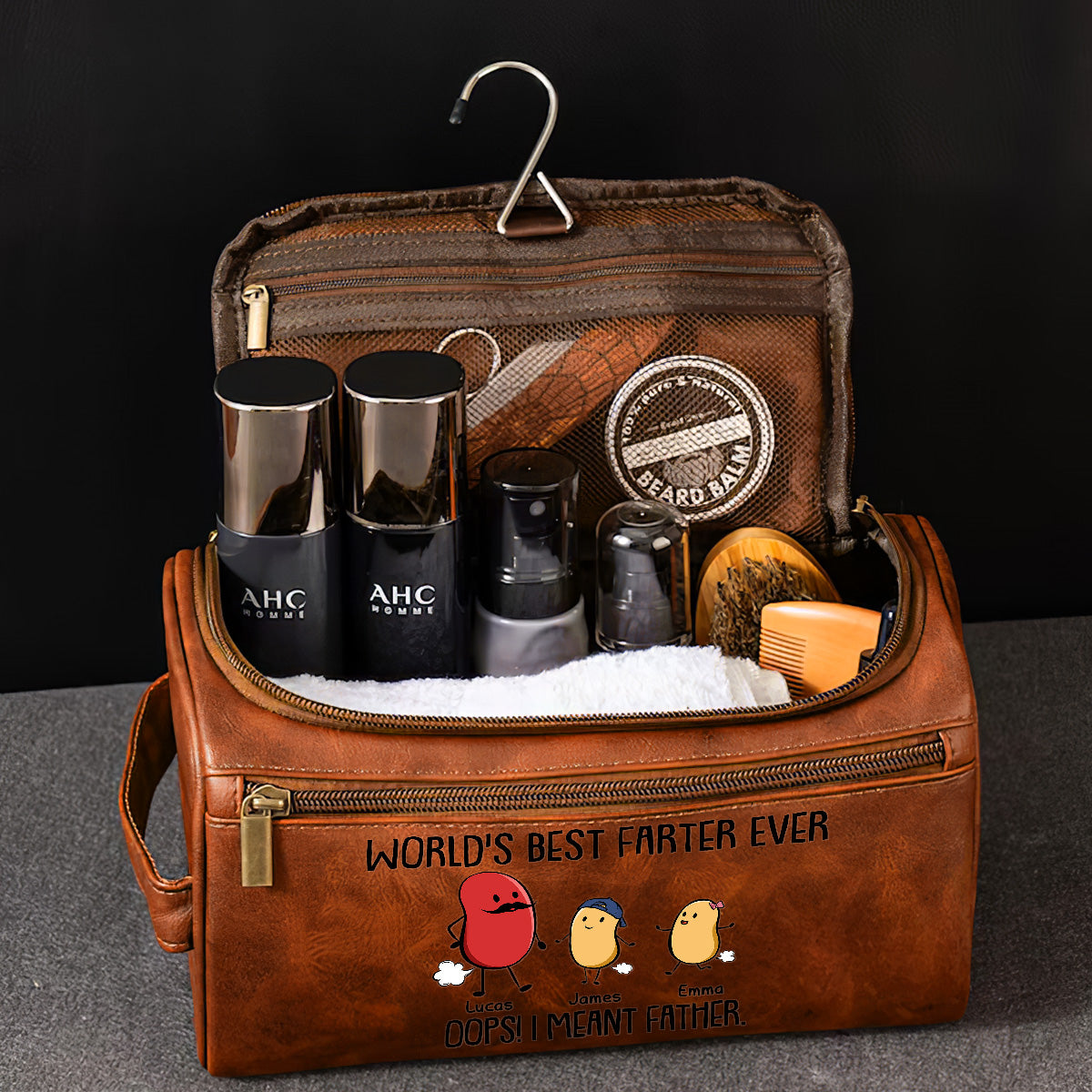 Best Farter Ever I Mean Father - Personalized Custom Leather Toiletry Bag