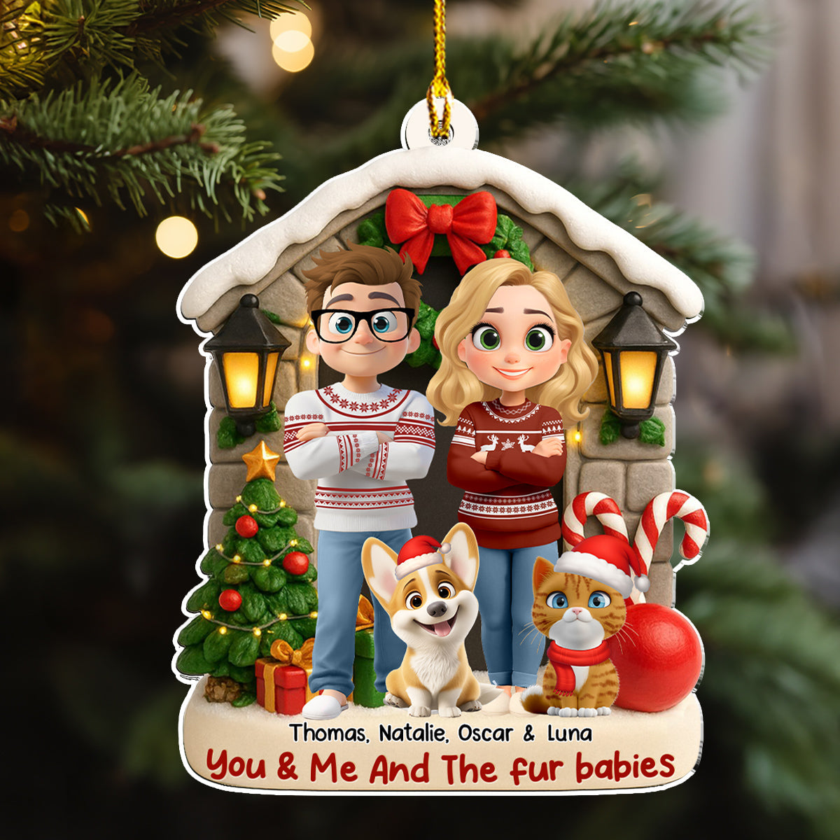 Bond Of Fur Love - Personalized Custom 3D Effect Acrylic Ornament