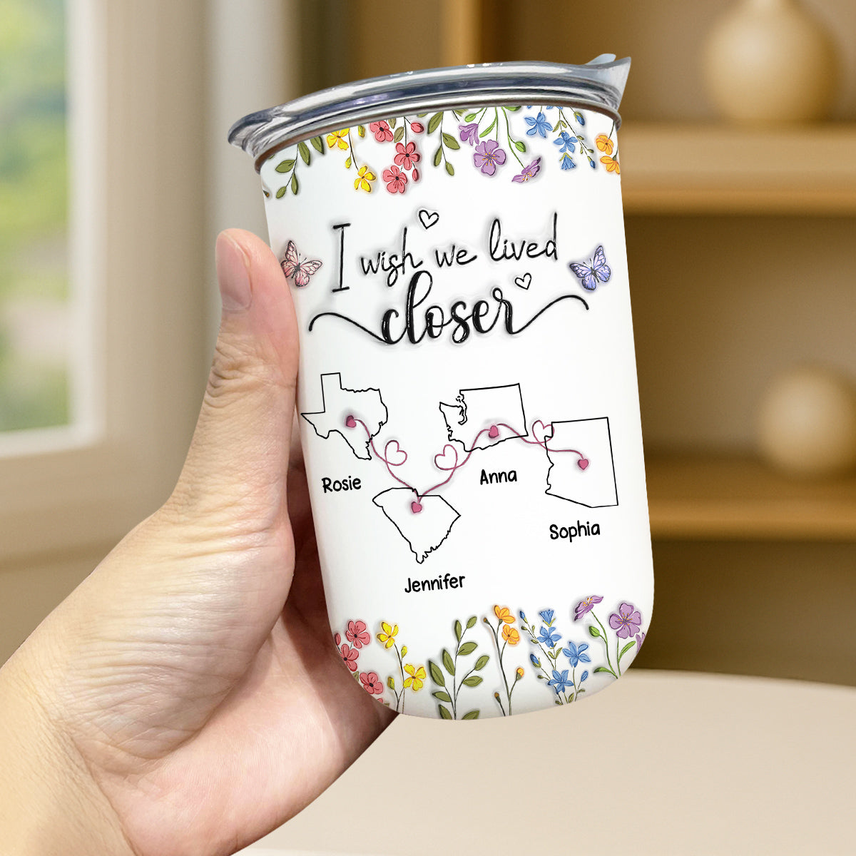I Wish We Lived Closer Floral Version - Personalized Custom 10oz Tumbler