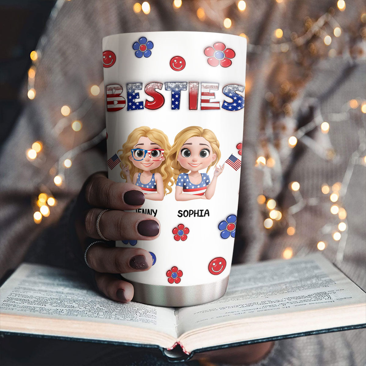 American Besties  - Personalized Custom 3D Inflated Effect Tumbler
