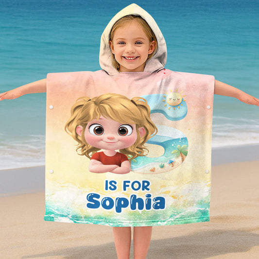 Alphabet Cartoon - Personalized Custom Hooded Beach Towel