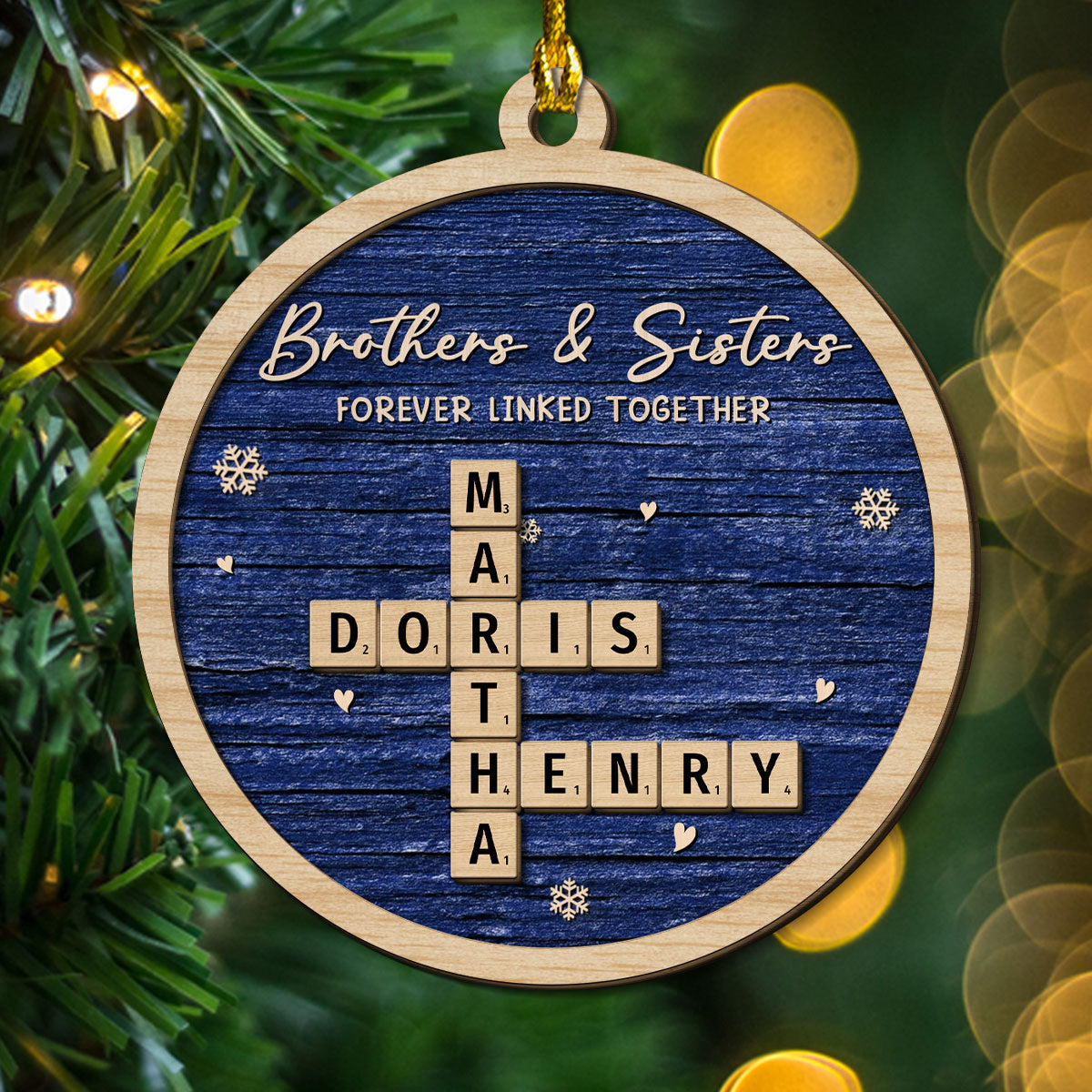 Family Ties That Never Break - Personalized Custom 2-Layered Wood Ornament