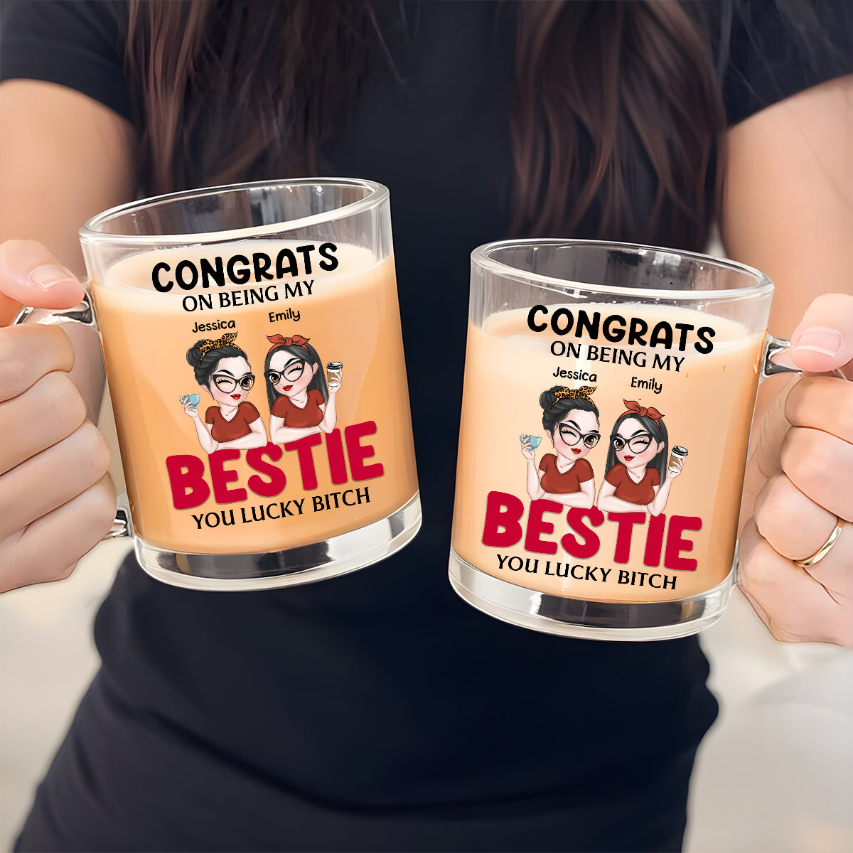 Congrats On Being My Bestie - Personalized Custom Glass Mug