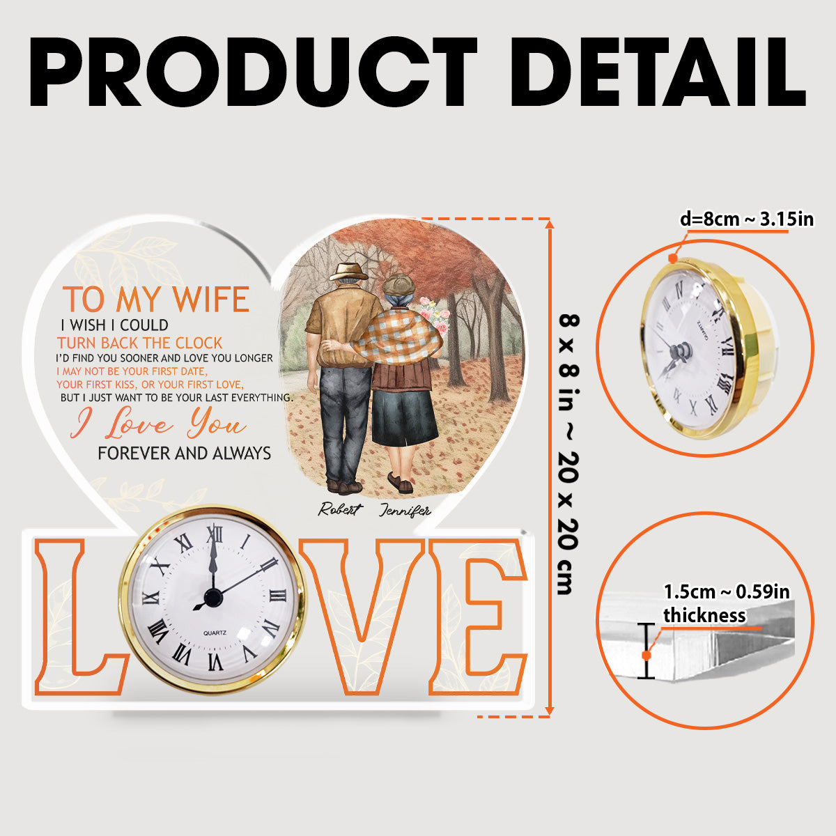 I Love You Forever & Always - Personalized Custom Acrylic Desk Clock Plaque