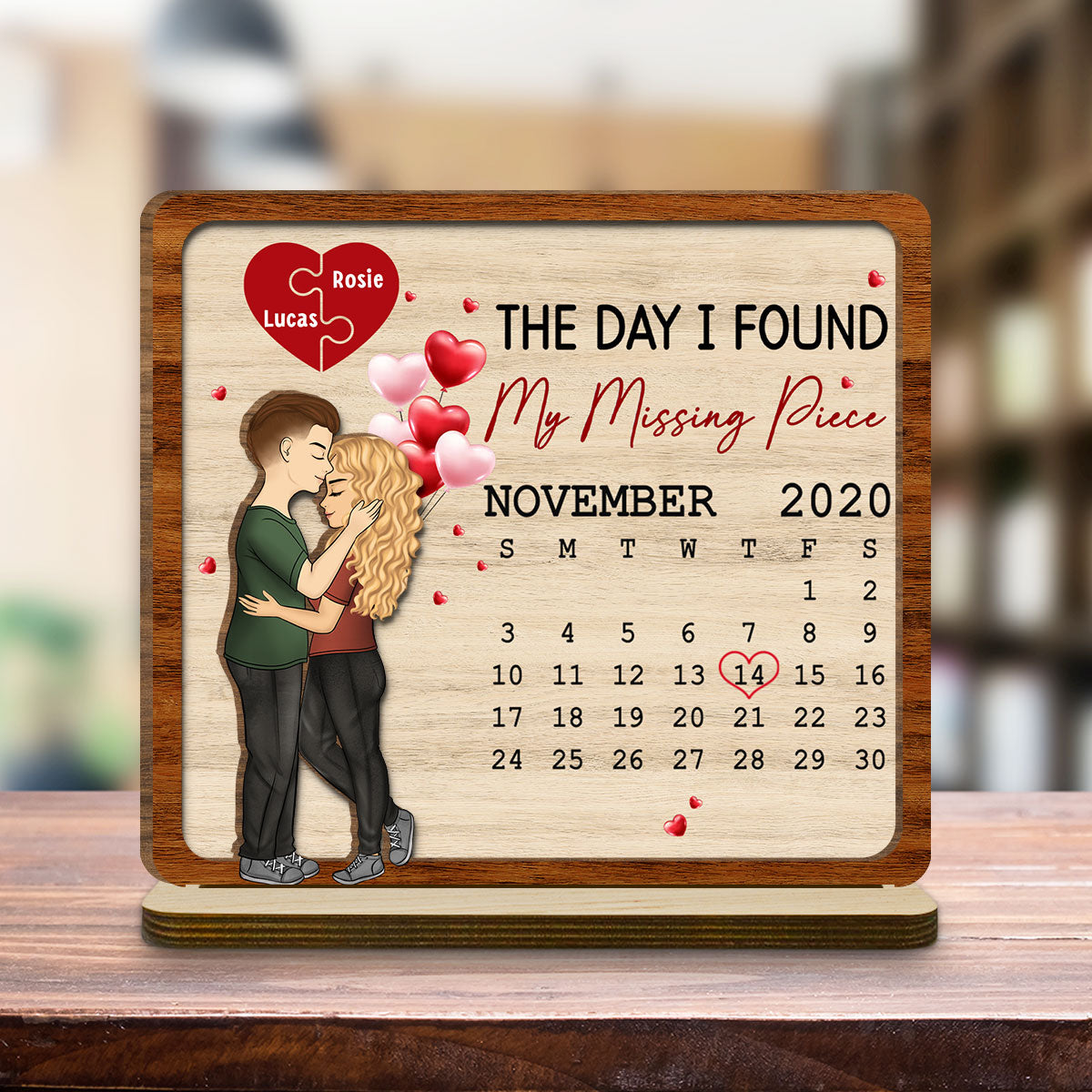 My Missing Piece - Personalized Custom 2-Layer Wood Plaque With Flat Base