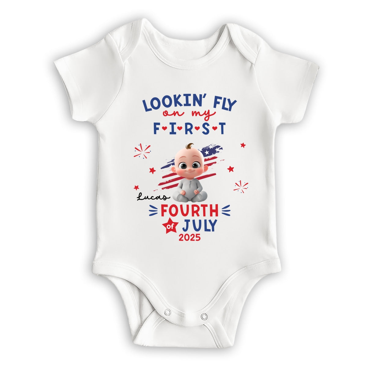 My First 4th July - Personalized Custom Baby Onesie